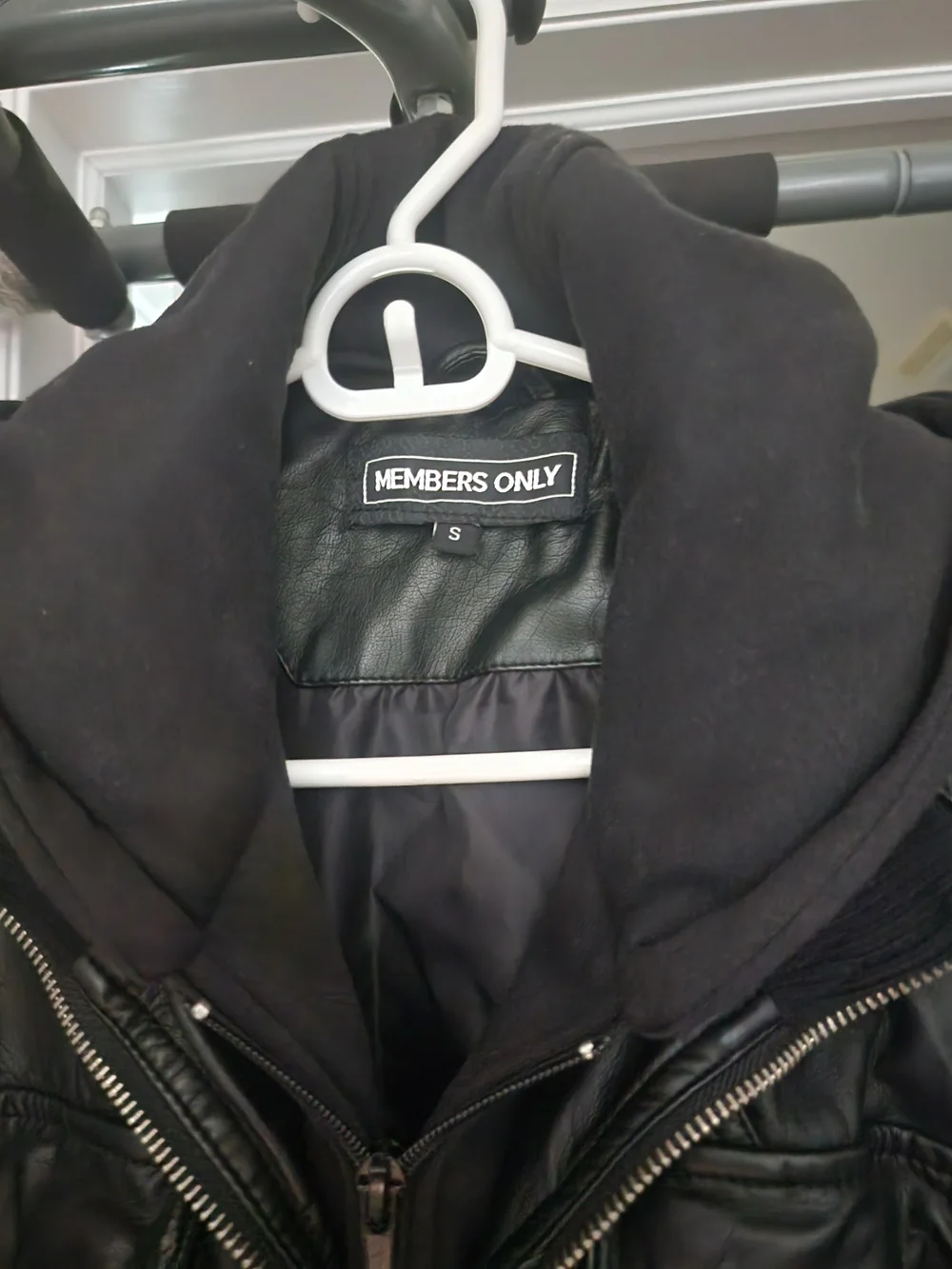 Members Only Black Leather Military-Style Jacket. Never Worn.